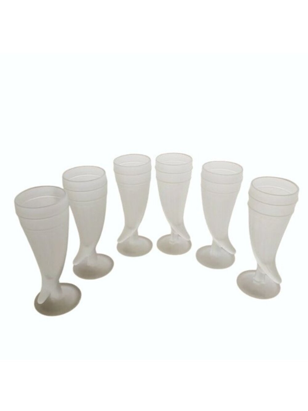 Set of 6 Vintage Indiana Tiara Frosted Glass Powder Horn Pilsner Beer Glasses